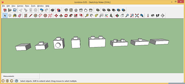 Use mirror tool to create lego bricks